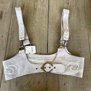 NWT Free People Beacon Leather Corset Harness Mineral Suede NWT